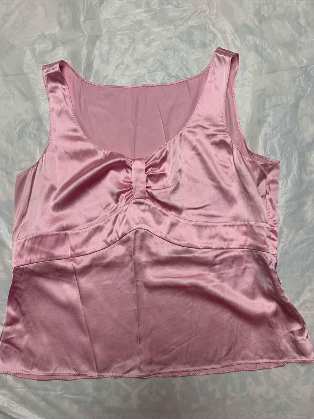 Vintage Y2K Silk Pink And Green Babydoll Tank Tops Fairycore Soft Girl Size XL - Picture 2 of 5